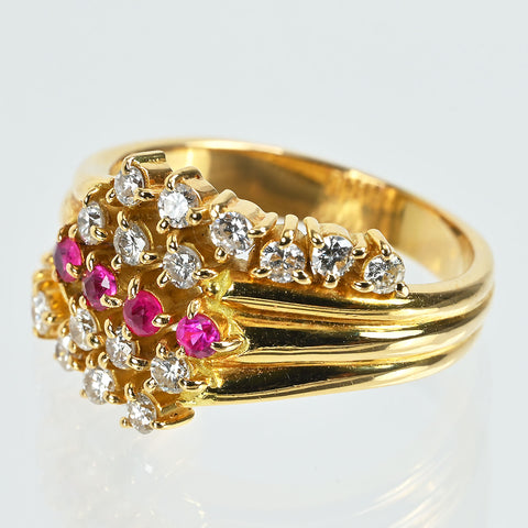 【中古】K18YG RUBY & DIAMOND ルビー・ダイヤモンドリング R0.16ct D0.50ct 6.1g #9