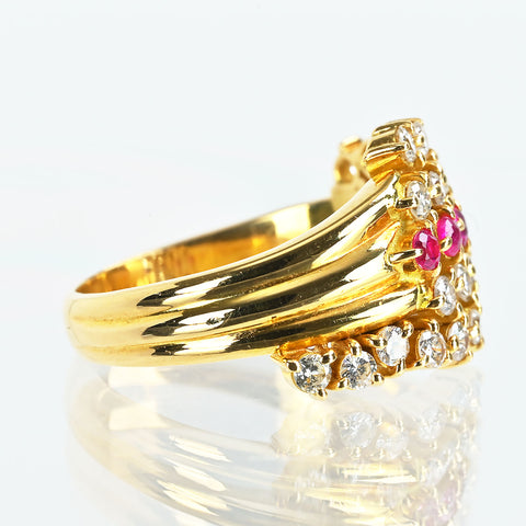 【中古】K18YG RUBY & DIAMOND ルビー・ダイヤモンドリング R0.16ct D0.50ct 6.1g #9