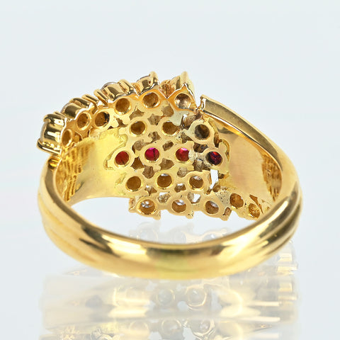 【中古】K18YG RUBY & DIAMOND ルビー・ダイヤモンドリング R0.16ct D0.50ct 6.1g #9