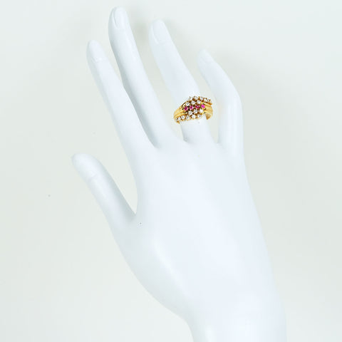 【中古】K18YG RUBY & DIAMOND ルビー・ダイヤモンドリング R0.16ct D0.50ct 6.1g #9