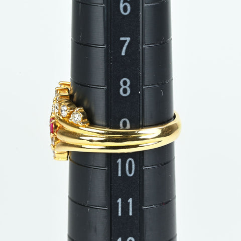【中古】K18YG RUBY & DIAMOND ルビー・ダイヤモンドリング R0.16ct D0.50ct 6.1g #9