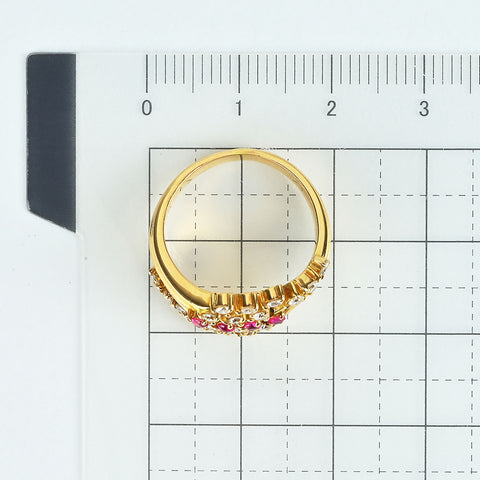 【中古】K18YG RUBY & DIAMOND ルビー・ダイヤモンドリング R0.16ct D0.50ct 6.1g #9