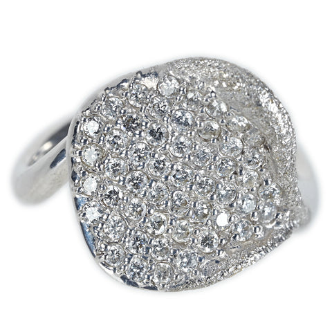【中古】K18WG DIAMONDダイヤモンドリング D0.55ct 5.1g #10.5