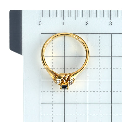 【中古】POLA ポーラ K18YG サファイヤリング S0.17ct D0.12ct 4.3g #14