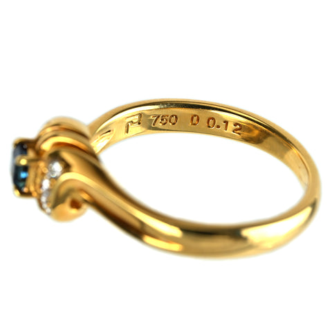 【中古】POLA ポーラ K18YG サファイヤリング S0.17ct D0.12ct 4.3g #14