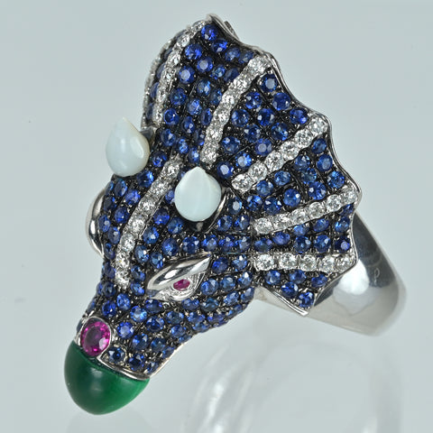 【中古】K18WG SAPPHIRE サファイアリング S3.13ct R0.03ct D0.72ct NGL鑑別書 #16