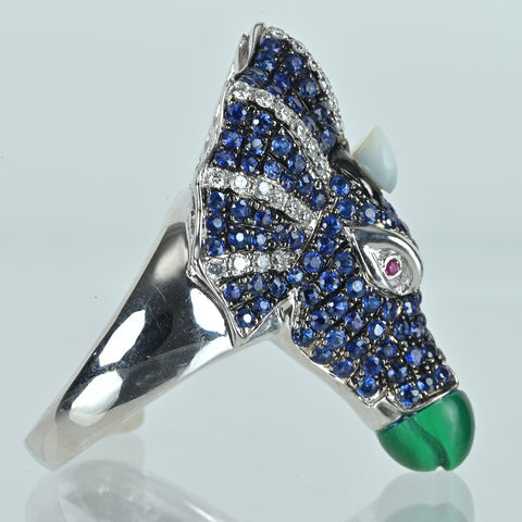 【中古】K18WG SAPPHIRE サファイアリング S3.13ct R0.03ct D0.72ct NGL鑑別書 #16