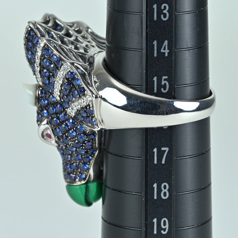 【中古】K18WG SAPPHIRE サファイアリング S3.13ct R0.03ct D0.72ct NGL鑑別書 #16
