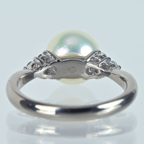 【中古】 K18WG AKOYA PEARLアコヤパールリング P9.1mm D0.17ct #12 5.0g