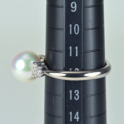 【中古】 K18WG AKOYA PEARLアコヤパールリング P9.1mm D0.17ct #12 5.0g