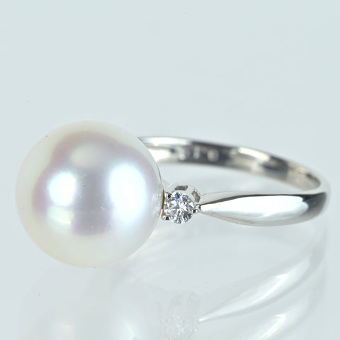【中古】 PT900 SOUTH SEA PEARL 南洋白蝶パールリング 11.3mm D0.10ct #12 5.0g