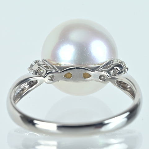 【中古】 PT900 SOUTH SEA PEARL 南洋白蝶パールリング 11.3mm D0.10ct #12 5.0g