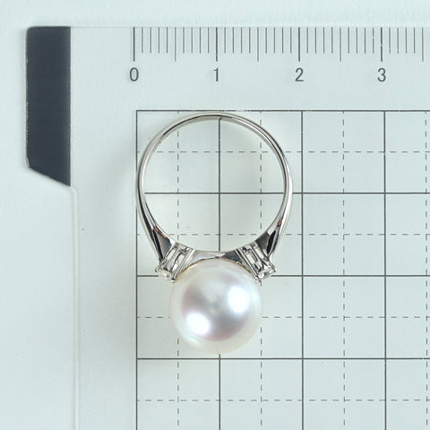 【中古】 PT900 SOUTH SEA PEARL 南洋白蝶パールリング 11.3mm D0.10ct #12 5.0g
