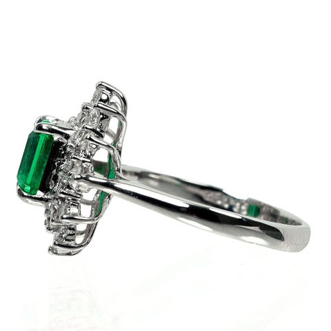 【中古】Pt900 EMERALD エメラルド リング E1.31ct D0.76ct GIA鑑別書 ノンオイル コロンビア産 4.9g