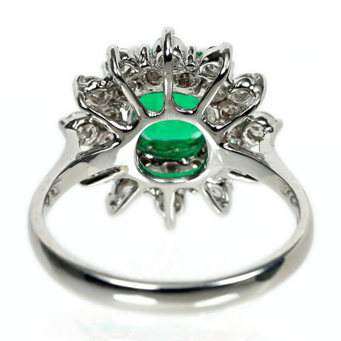 【中古】Pt900 EMERALD エメラルド リング E1.31ct D0.76ct GIA鑑別書 ノンオイル コロンビア産 4.9g