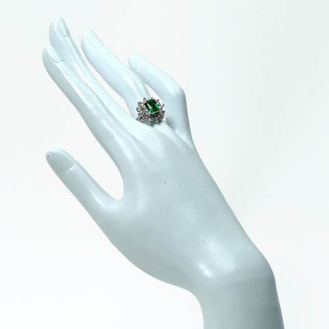 【中古】Pt900 EMERALD エメラルド リング E1.31ct D0.76ct GIA鑑別書 ノンオイル コロンビア産 4.9g