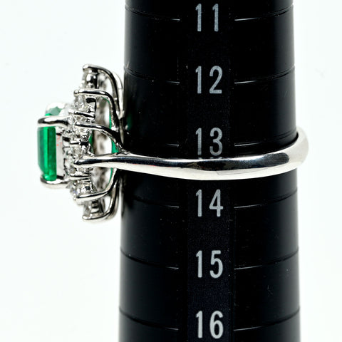 【中古】Pt900 EMERALD エメラルド リング E1.31ct D0.76ct GIA鑑別書 ノンオイル コロンビア産 4.9g
