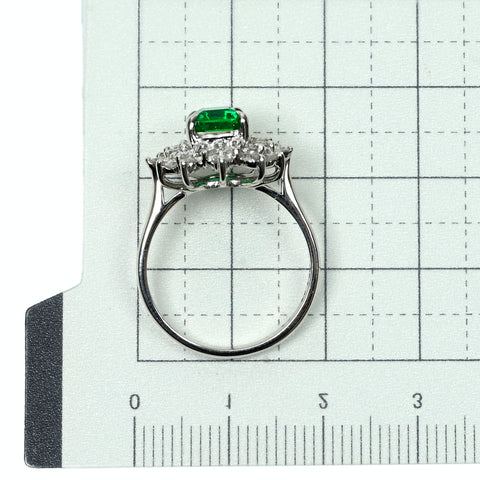 【中古】Pt900 EMERALD エメラルド リング E1.31ct D0.76ct GIA鑑別書 ノンオイル コロンビア産 4.9g