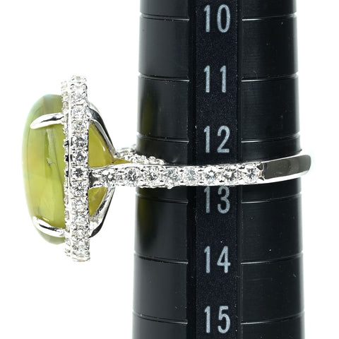 【中古】K18WG CATS EYE キャッツアイ リング CE16.22ct D1.62ct 10g #12.5