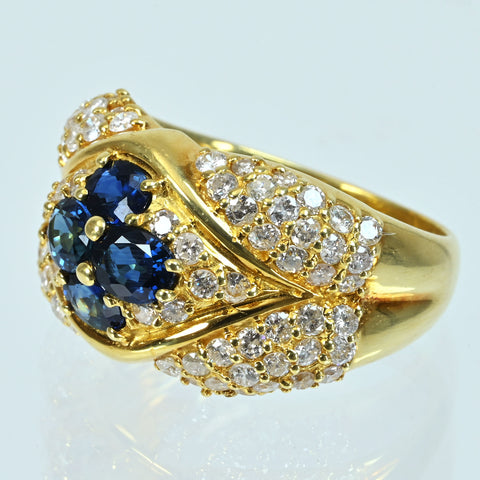 【中古】K18YG SAPPHIRE サファイアリング S1.16ct D1.21ct 7.2g #11.5