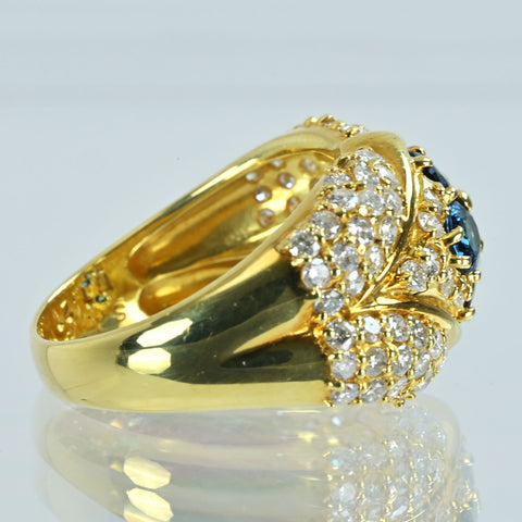 【中古】K18YG SAPPHIRE サファイアリング S1.16ct D1.21ct 7.2g #11.5