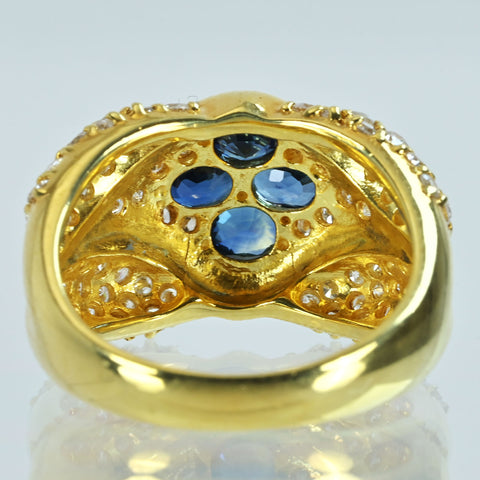 【中古】K18YG SAPPHIRE サファイアリング S1.16ct D1.21ct 7.2g #11.5