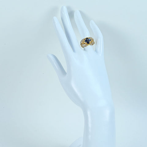 【中古】K18YG SAPPHIRE サファイアリング S1.16ct D1.21ct 7.2g #11.5