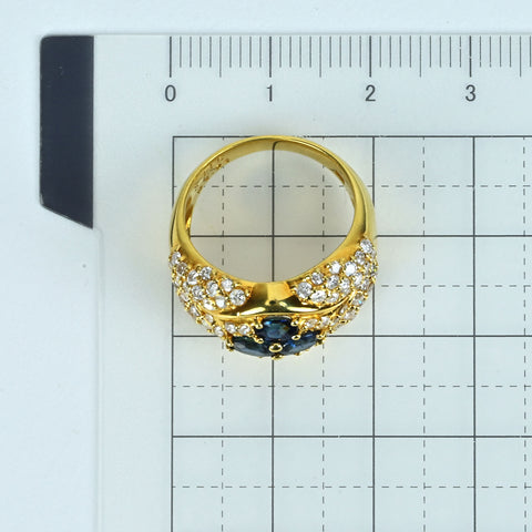 【中古】K18YG SAPPHIRE サファイアリング S1.16ct D1.21ct 7.2g #11.5