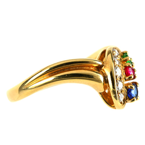 【中古】POLA ポーラ K18YGサファイヤ・ルビー・エメラルドリング S0.13ct R0.07ct E0.05ct D0.13ct 5.5g #12