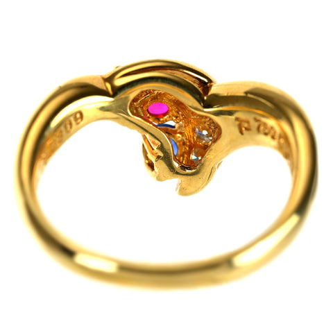 【中古】POLA ポーラ K18YGサファイヤ・ルビー・エメラルドリング S0.13ct R0.07ct E0.05ct D0.13ct 5.5g #12