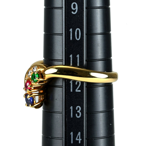【中古】POLA ポーラ K18YGサファイヤ・ルビー・エメラルドリング S0.13ct R0.07ct E0.05ct D0.13ct 5.5g #12