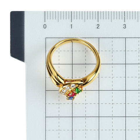 【中古】POLA ポーラ K18YGサファイヤ・ルビー・エメラルドリング S0.13ct R0.07ct E0.05ct D0.13ct 5.5g #12