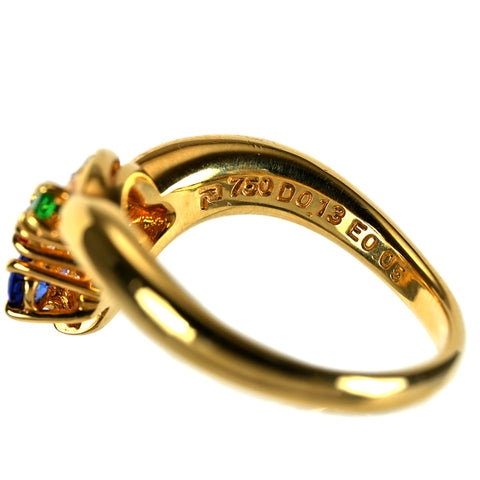 【中古】POLA ポーラ K18YGサファイヤ・ルビー・エメラルドリング S0.13ct R0.07ct E0.05ct D0.13ct 5.5g #12