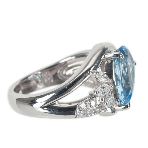 【中古】Pt900 アクアマリン リング A2.20ct D0.40ct 10.0g #12 CGLソーティング付き