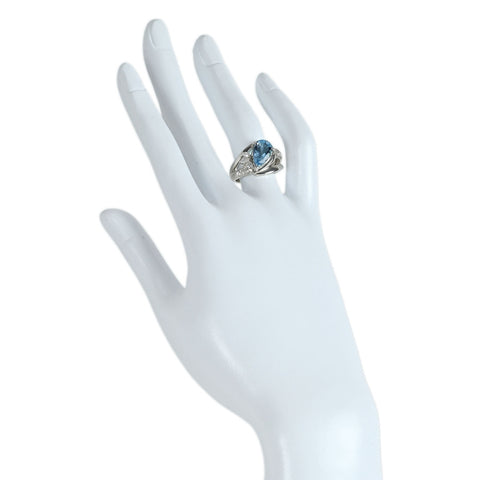 【中古】Pt900 アクアマリン リング A2.20ct D0.40ct 10.0g #12 CGLソーティング付き