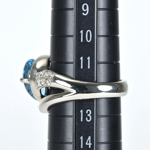 【中古】Pt900 アクアマリン リング A2.20ct D0.40ct 10.0g #12 CGLソーティング付き