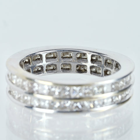 【中古】K18WG DIAMOND プリンセスカット ダイヤモンド 2連エタニティリング 2.00ct 5.9g #12