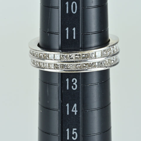 【中古】K18WG DIAMOND プリンセスカット ダイヤモンド 2連エタニティリング 2.00ct 5.9g #12