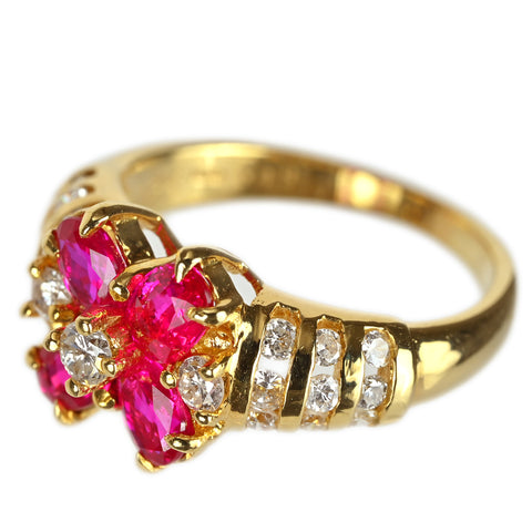 【中古】K18YG RUBY ルビー リング R1.25ct D0.48ct ミニ鑑別書付き 4.5g #7.5
