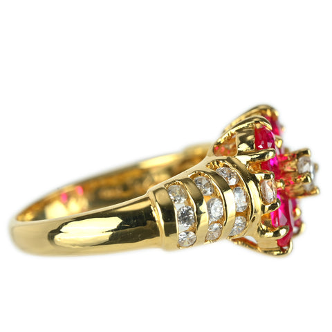 【中古】K18YG RUBY ルビー リング R1.25ct D0.48ct ミニ鑑別書付き 4.5g #7.5