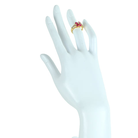 【中古】K18YG RUBY ルビー リング R1.25ct D0.48ct ミニ鑑別書付き 4.5g #7.5