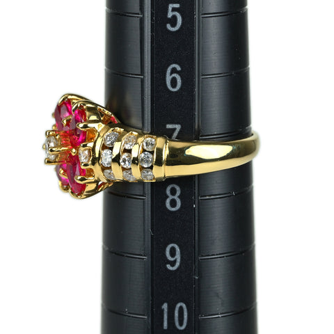 【中古】K18YG RUBY ルビー リング R1.25ct D0.48ct ミニ鑑別書付き 4.5g #7.5