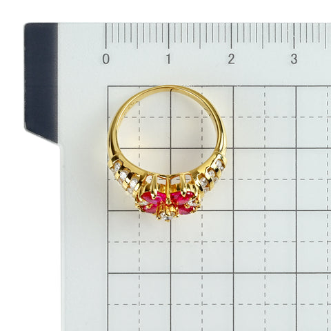 【中古】K18YG RUBY ルビー リング R1.25ct D0.48ct ミニ鑑別書付き 4.5g #7.5