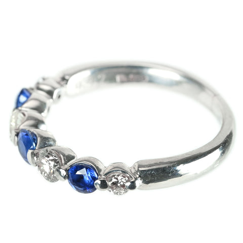 【中古】PT900 SAPPHIRE サファイアリング S0.37ct D0.30ct 3.4g #8