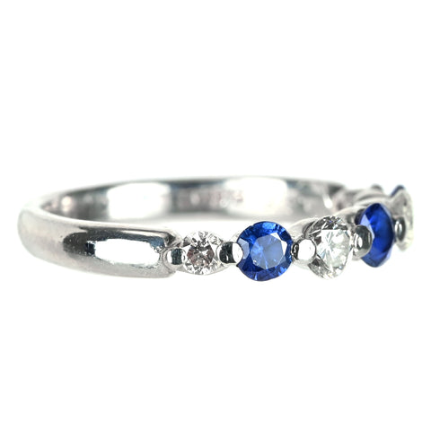 【中古】PT900 SAPPHIRE サファイアリング S0.37ct D0.30ct 3.4g #8
