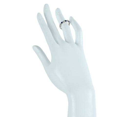 【中古】PT900 SAPPHIRE サファイアリング S0.37ct D0.30ct 3.4g #8