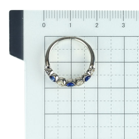 【中古】PT900 SAPPHIRE サファイアリング S0.37ct D0.30ct 3.4g #8