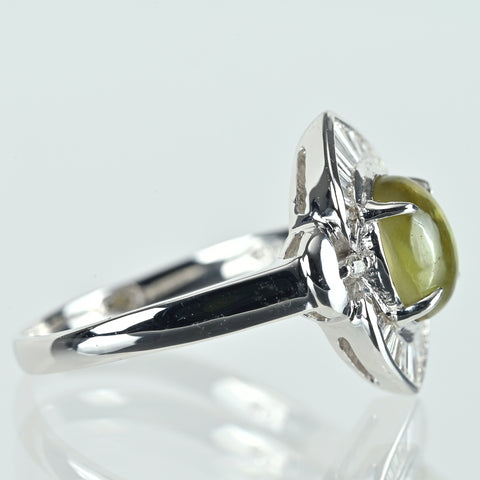 【中古】K18WG CATS EYE キャッツアイリング CE2.03ct D0.30ct 3.6g #13