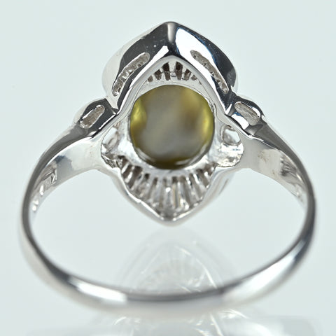 【中古】K18WG CATS EYE キャッツアイリング CE2.03ct D0.30ct 3.6g #13