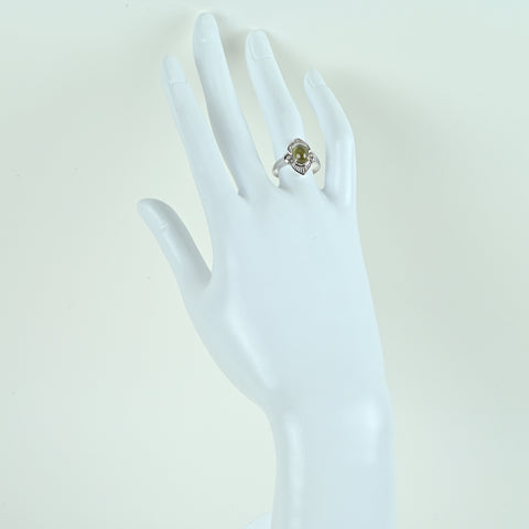 【中古】K18WG CATS EYE キャッツアイリング CE2.03ct D0.30ct 3.6g #13